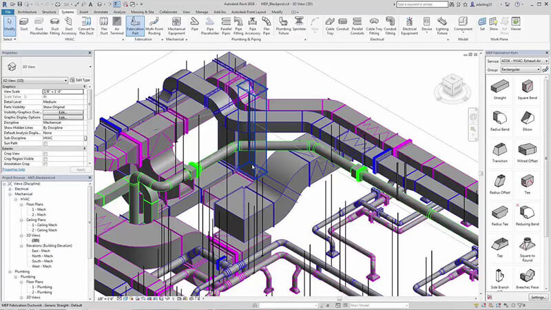 Revit MEP hỗ trợ thiết lập hệ thống cơ khí, điện và cấp thoát nước
