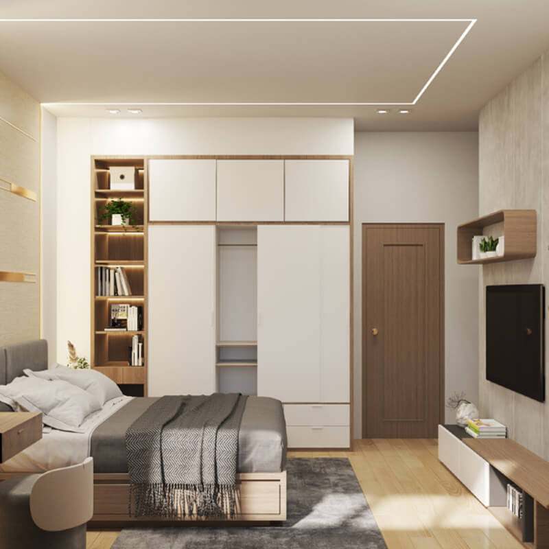 Sản phẩm thiết kế nội thất không gian phòng ngủ hiện đại của học viên